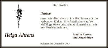 Todesanzeige von Helga Ahrens von SYK