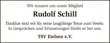 Todesanzeige von Rudolf Schill von SYK