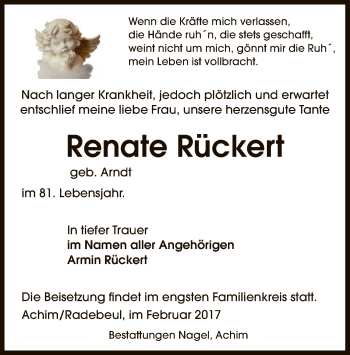 Todesanzeige von Renate Rückert von SYK