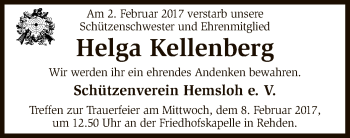 Todesanzeige von Helga Kellenberg von SYK