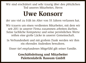 Todesanzeige von Uwe Konsorr von SYK
