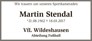 Todesanzeige von Martin Stendal von SYK