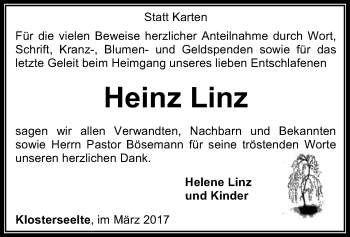 Todesanzeige von Heinz Linz von SYK