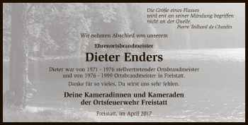 Todesanzeige von Dieter Enders von SYK