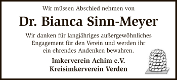 Todesanzeige von Bianca Sinn-Meyer von SYK