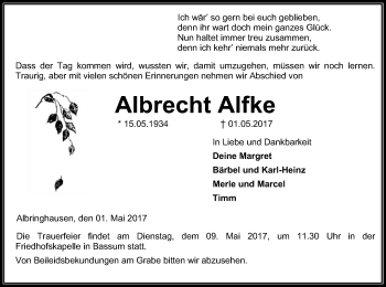 Todesanzeige von Albrecht Alfke von SYK