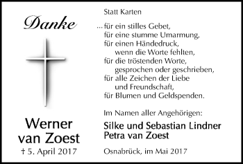 Todesanzeige von Werner  van Zoest von SYK