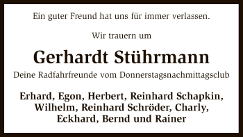 Todesanzeige von Gerhardt Stührmann von SYK