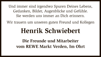 Todesanzeige von Henrik Schwiebert von SYK