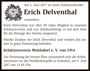 Todesanzeige von Erich Delventhal von SYK