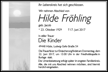 Todesanzeige von Hilde Fröhling von SYK
