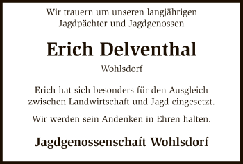 Todesanzeige von Erich Delventhal von SYK
