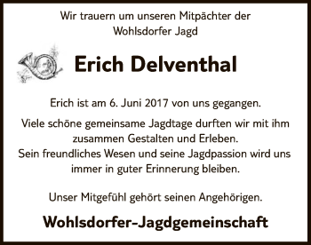 Todesanzeige von Erich Delventhal von SYK