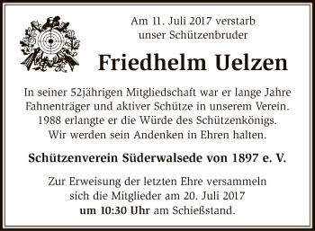 Todesanzeige von Friedhelm Uelzen von SYK