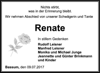 Todesanzeige von Renate  von SYK