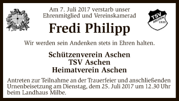 Todesanzeige von Fredi Philipp von SYK