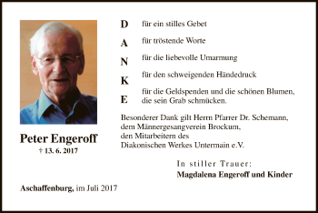 Todesanzeige von Peter Engeroff von SYK
