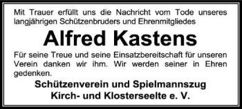 Todesanzeige von Alfred Kastens von SYK
