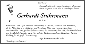 Todesanzeige von Gerhardt Stührmann von SYK