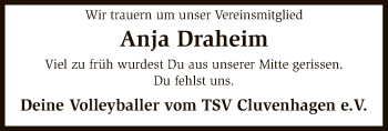 Todesanzeige von Anja Draheim von SYK