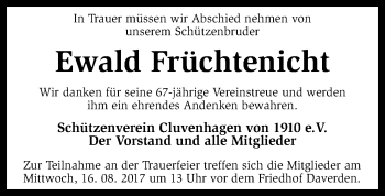 Todesanzeige von Ewald Früchtenicht von SYK