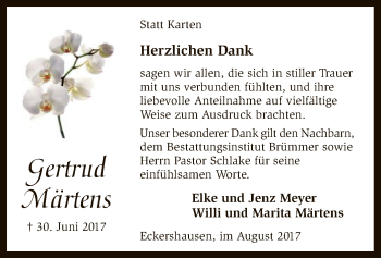 Todesanzeige von Gertrud Märtens von SYK