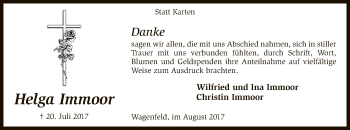 Todesanzeige von Helga Immoor von SYK