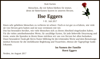 Todesanzeige von Ilse Eggers von SYK