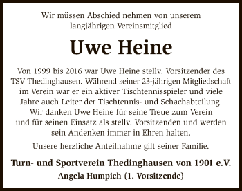 Todesanzeige von Helga Geng von SYK