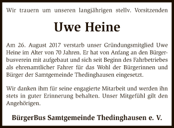 Todesanzeige von Helga Geng von SYK