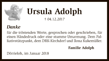 Todesanzeige von Ursula Adolph von SYK