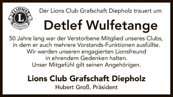 Todesanzeige von Detlef Wulfetange von SYK