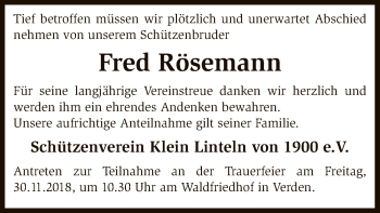 Todesanzeige von Fred Rösemann von SYK