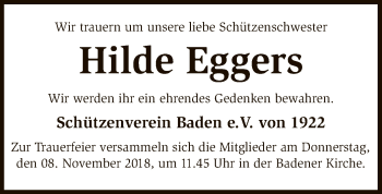Todesanzeige von Hilde Eggers von SYK