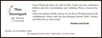 Todesanzeige von Thea Süssenguth von SYK