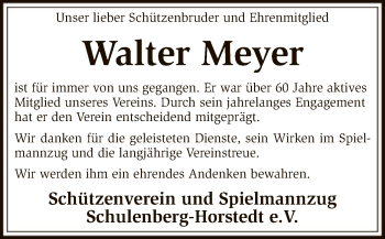 Todesanzeige von Walter Meyer von SYK