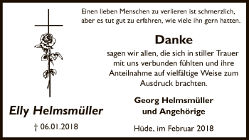 Todesanzeige von Elly Helmsmüller von SYK