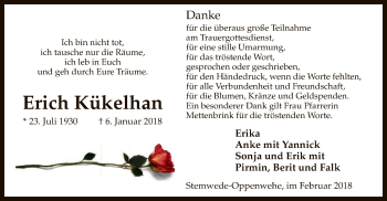 Todesanzeige von Erich Kükelhan von SYK