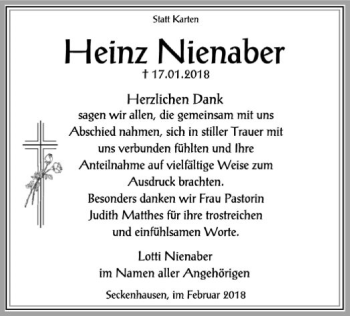 Todesanzeige von Heinz Nienaber von SYK