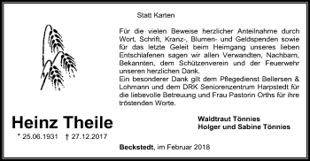 Todesanzeige von Heinz Theile von SYK