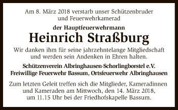 Todesanzeige von Heinrich Straßburg von SYK