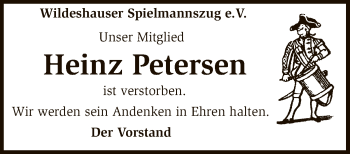 Todesanzeige von Heinz Petersen von SYK