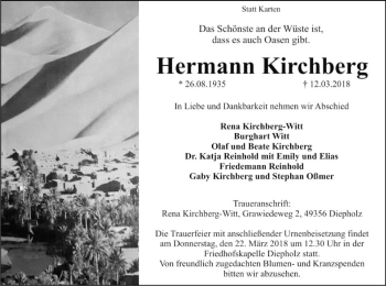 Todesanzeige von Hermann Kirchberg von SYK