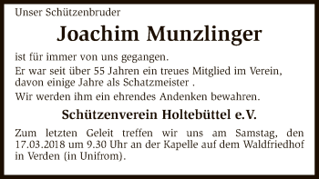 Todesanzeige von Joachim Munzlinger von SYK