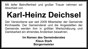 Todesanzeige von Karl-Heinz Deichsel von SYK
