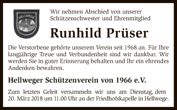 Todesanzeige von Runhild Prüser von SYK