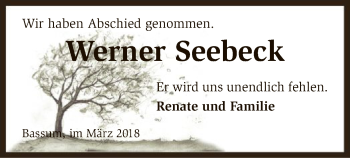 Todesanzeige von Werner Seebeck von SYK