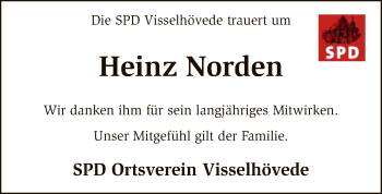 Todesanzeige von Heinz Norden von SYK