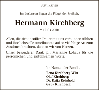 Todesanzeige von Hermann Kirchberg von SYK