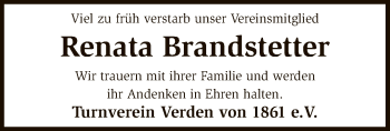 Todesanzeige von Renata Brandstetter von SYK